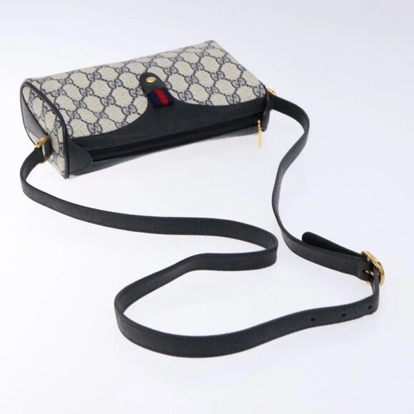 GUCCI GG Supreme Sherry Line Shoulder Bag PVC Navy Gold 89 02 018 Auth BA4022 - Picture 8 of 15